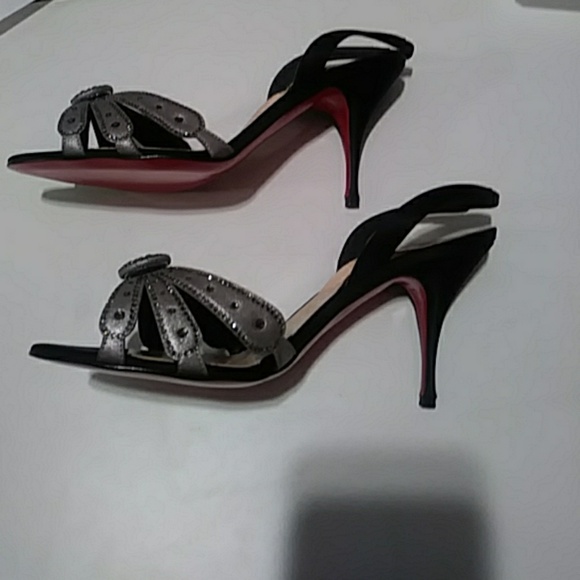 LOUBOUTIN SLING BACKS 3,5 INCH W CRYSTALS SIZE 37 - Picture 8 of 8